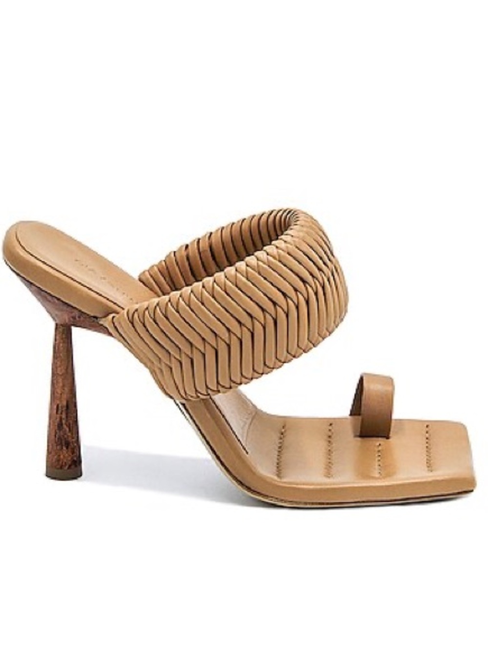 GIA BORGHINI x RHW Toe Ring Tan Braided-Strap Leather Heeled Mules 39.5 / 9.5